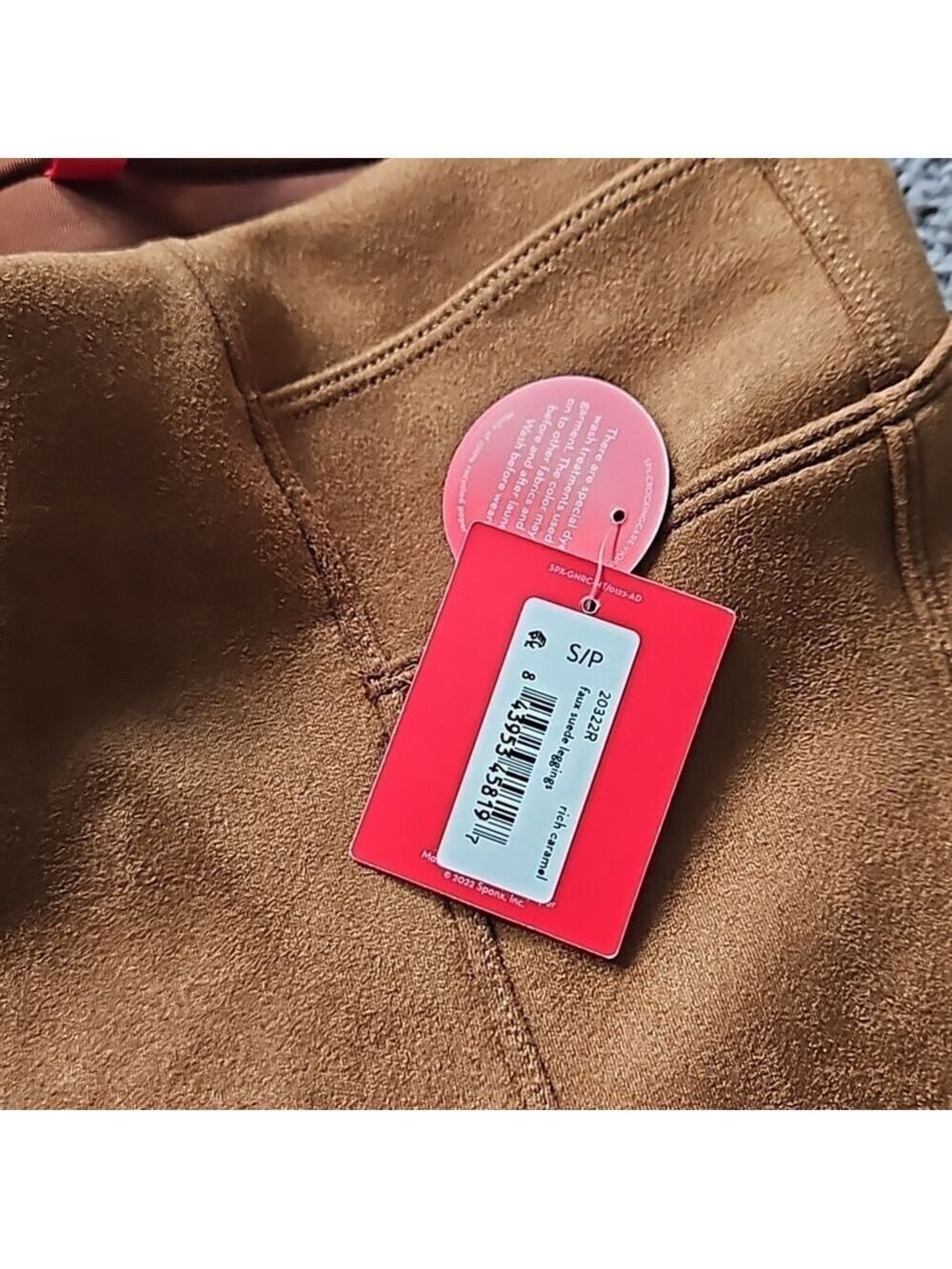 SPANX Camel Faux Suede Leggings Women’s Medium High-Waist Pull-On - Picture 2 of 6